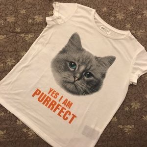 H&M T-Shirt “Yes, I am Purrfect” Girls Size 12-14